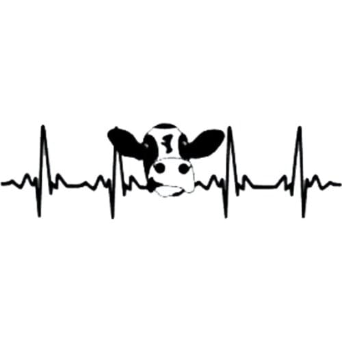 Car Stickers Motorcycle Decals Cow Ekg Heartbeat Decorative Accessories,to Cover Scratches Sunscreen Waterproof PVC.20cm*6cm