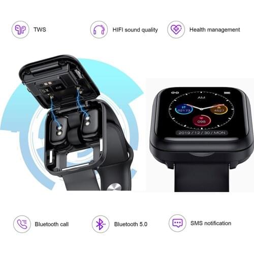 Bluetooth headset watch clock HD Big Screen, Heart Rate Blood Pressure Monitor Smartwatch women men ,smart watch tws headset