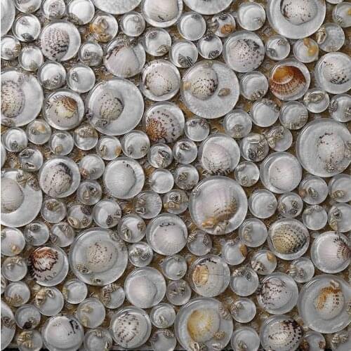 Big and small round clear color sea shell mosaic tiles resin mosaic kitchen backsplash tile bathroom shower fireplace hallway