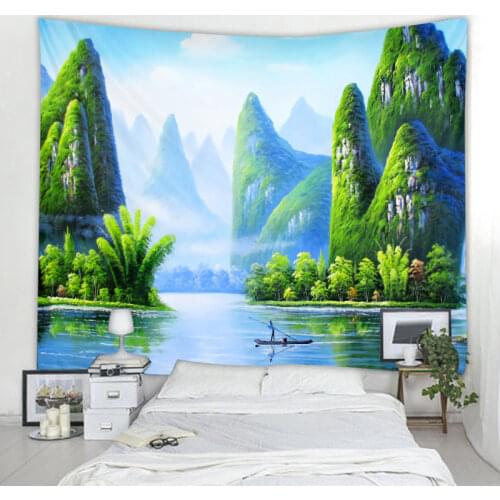 Nordic INS style landscape scenery decorative wall tapestry art deco blanket curtain hanging at home bedroom living room