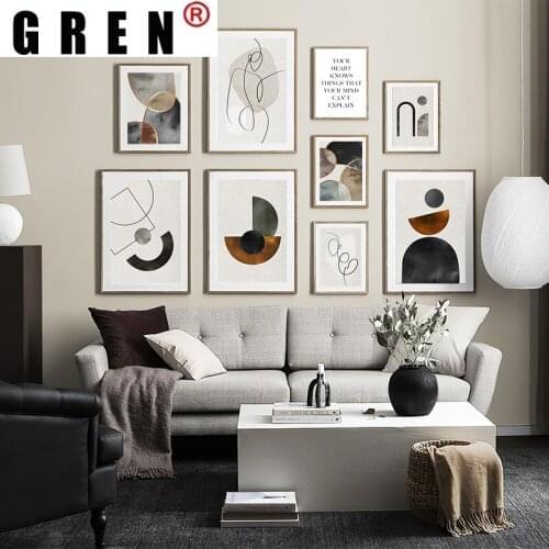 GREN Home Decor Abstract Nordic Geometry Line Drawing Canvas Painting Wall Art Print Poster Picture Modern Minimalist Living