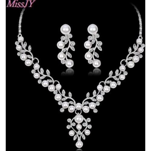 African Beads Jewelry Set Wedding Imitation Crystal Bridal Necklace Jewelry Costume Pearl Jewelry Sets For Wome