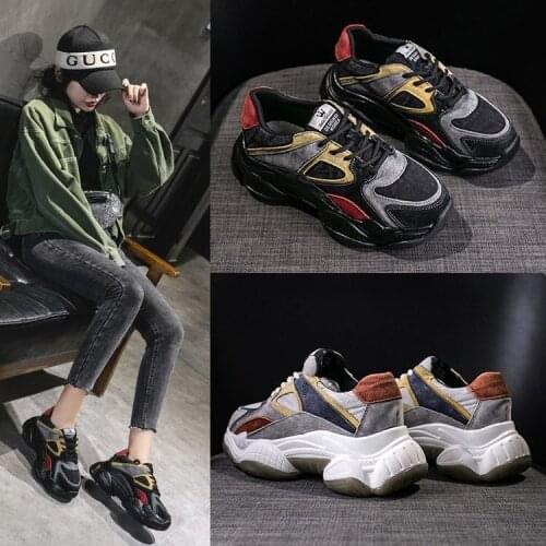 Korean Spring and Autumn New Shoes Womens Platform All-match Sneakers Womens Breathable Color Matching Shoes