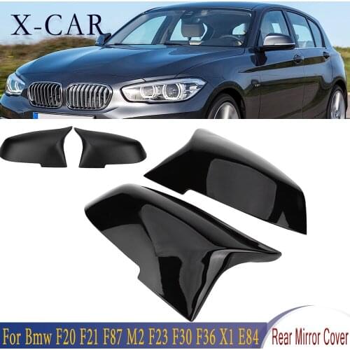 X-CAR Side Mirror Cover Cap Rearview M4 Style Gloss Black For BMW F20 F21 F87 M2 F23 F30 F36 X1 E84