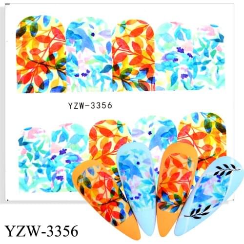 Full Cover Leaves Trees All For Manicure Nail Stickers Nails Decals Flowers Leaf Nail Art Sticker Water Stickers For Nails