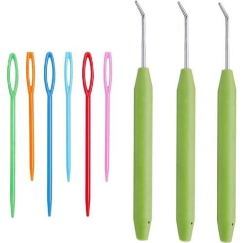 Nonvor 3 Sets Knitting Loom Hook 6 Pcs Crochet Hook Plastic Sewing Needles Set for Knifty Knitting Loom Hook