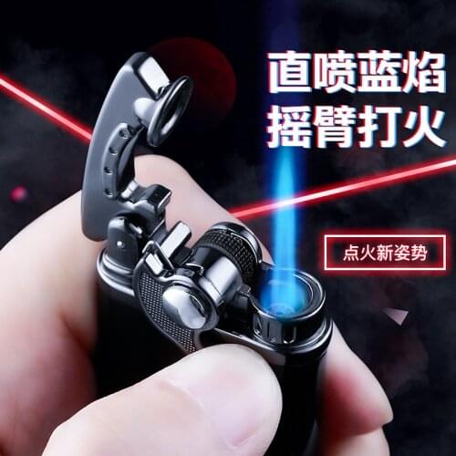 JOBON Inflatable lighter windproof direct blue flame creative rocker personality lighter gas sand wheel lighter