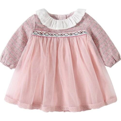 Autumn New Arrival Toddler Girl Dress Fashion Korean Colorblock Printing Princess Dresses Doll Collar Cute Children Dress 2020