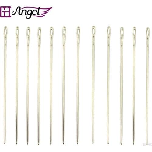 Angels 12pcs 6cm I Shape Straight Weft Weaving/Sewing Needles for DIY Hair Extensions Brazilian Human Hair Weft Hair Tools