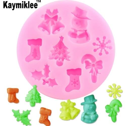 Kaymiklee M070 Christmas snowflake snowman sock Silicone Mold Cake Mold Silicone Baking Tools Kitchen Decorations Fondant DIY