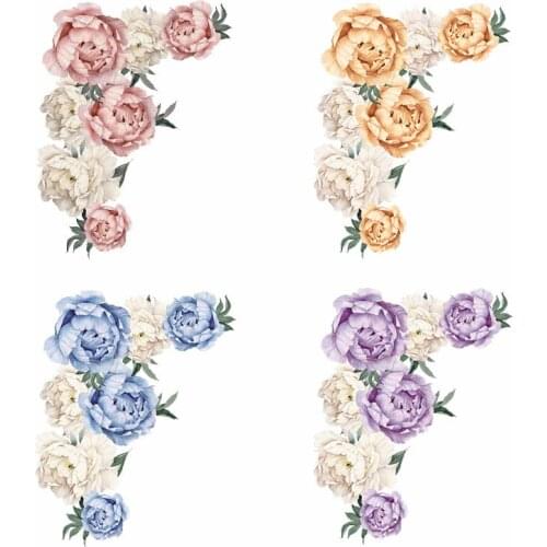73x94cm Pink Peony Flower Wall Stickers Romantic Flowers Home Decor for Bedroom Living Room DIY Vinyl Wall Decals Christmas Gift