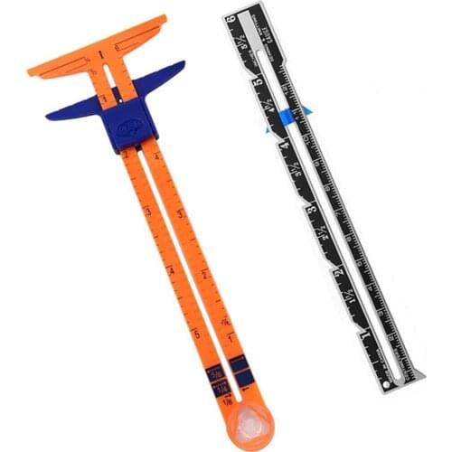 2PCS Sewing Seam Ruler Measuring Gauge Patchwork Quilting Tailor Ruler Sizer Helper 5-in-1 Sliding Gauge Sewing Tools YJ358