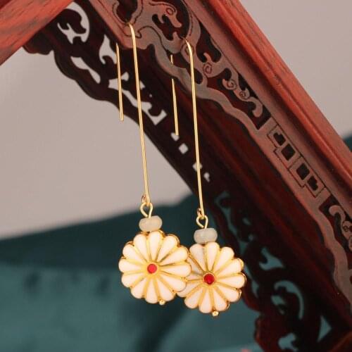 Vintage long white flower simple drop earrings spring and summer earrings fashion style for women jewelry new earrings