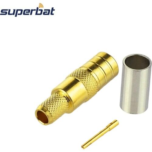 Superbat SMB Crimp Plug Straight RF Coaxial Connector for LMR195/RG58/RG400 Cable