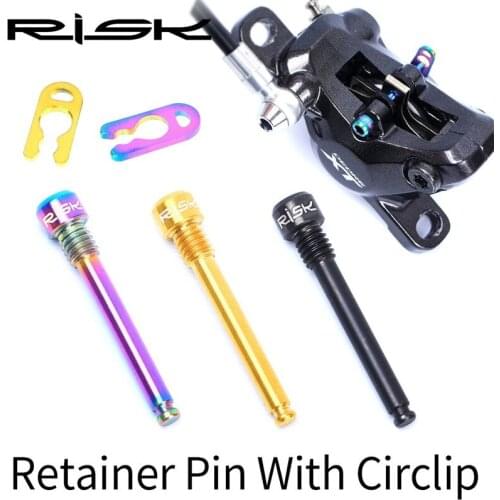 RISK 2pcs/box Road MTB Bike Bicycle M4x26.5 Titanium Retainer Pin With Circlip Bolt For Threaded Hydraulic Disc Brake Pad Lining