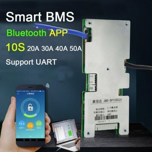 Smart BMS 10S 36V 20A 30A 40A 50A li-ion Lithium battery protection board W balance BMS system Bluetooth APP software monitor