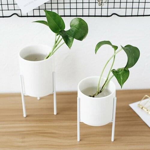 Iron Plant Vase Stand Home Decor Planter Holder Ceramic Flower Pot Shelf Rack Flower Pots