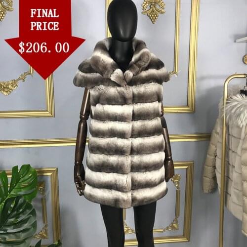 Women Fur Vest Coat Real Rabbit Fur Jacket 2020 Autumn Winter New Popular Fashion Stand Collar Overcoats Customizable