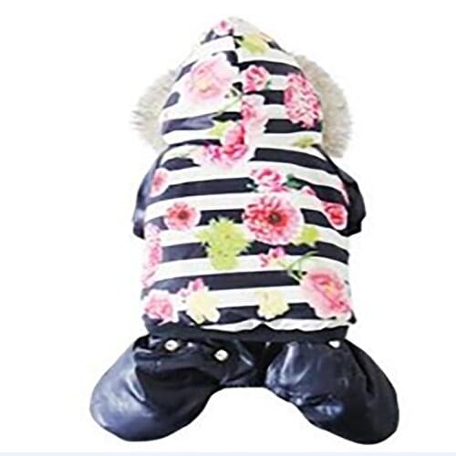 Pet clothes in winter new luxurious thickened fur flowers cotton padded clothes dog Decor coat personality