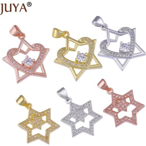 Gold Rose Gold Fashion Charmes Copper Micro Pave CZ Zircon Rhinestone Star Charm Star Pendant For Jewelry Making Bedel