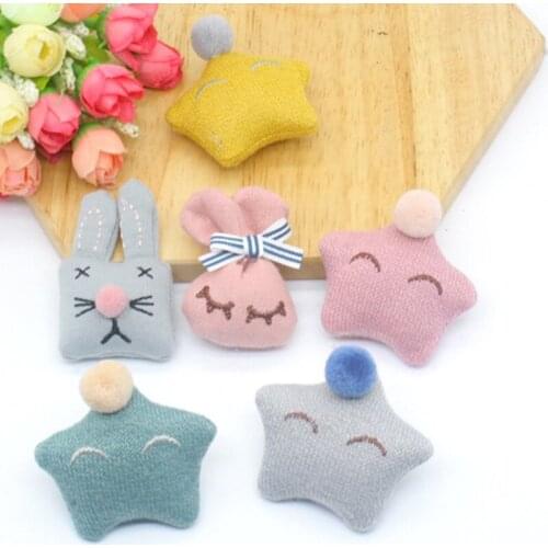 10pcs/lot Cartoon DIY cute rabbit star stuffed animals patches appliques hair decoration for hair cloth and shoes free shipping