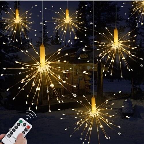 180 LEDS Firework String Lights Fairy Lights 8 Modes Copper Silver Lamp Remote Control String Light Party Festival Decoration