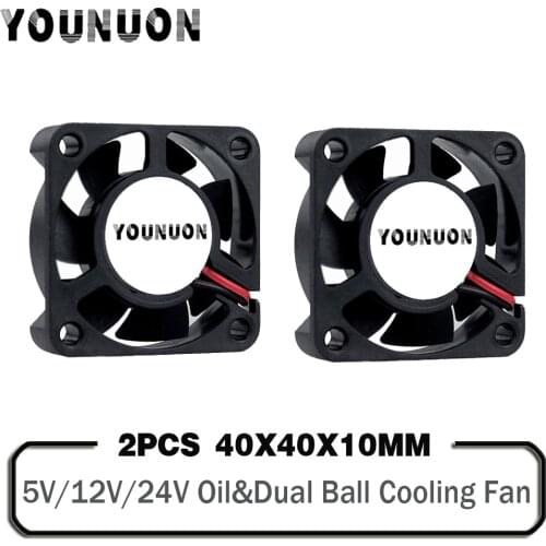 2 Pieces DC 24V 12V 5V 40mm x 40mm x 10mm 2-Pin Ball Bearing Computer PC Case Cooling Fan 4010 3D Printer Fan