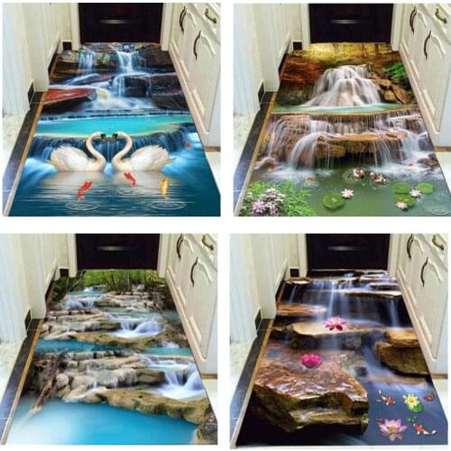 3D Landscape Painting Pattern Hallway Corridor Door Mat Floor Mat Bedroom Bedside Carpet Kitchen Bathroom Custom Concave-Convex