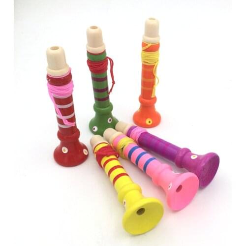 4 Pcs/set Cute Baby Wooden Small Horn Whistle Musical Instrument Toys Kids Intellectual Developmental Children Gift Party Favors