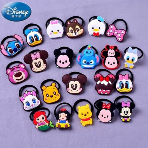 Disney 5pcs New Cartoon Hair Rope Mickey Mouse Donald Duck Snow White Winnie Pooh Hair Loop Tie Hair Rubber Hair Hairpin Toy