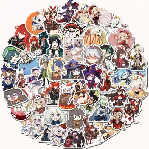 10/30/50Pcs New Anime Game Genshin Impact Cartoon Stickers Waterproof Luggage Guitar Phone Decal Decor