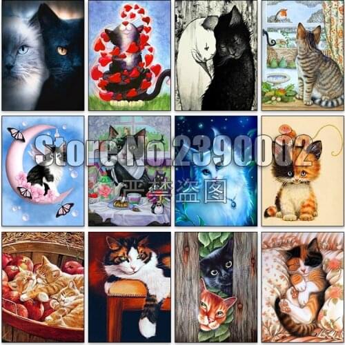 5d Diy Diamond Painting Cross Stitch Cartoon cat Diamond Embroidery Full Square Diamond Mosaic Rhinestone Gifts Craft Picture