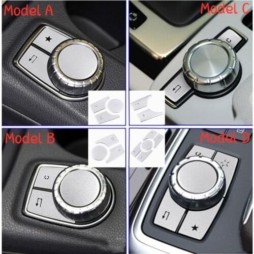 6Models Car Multimedia Button Cover Knob Frame Decoration Trim For Mercedes Benz A B C E class GLA GLK ML GL W204 W212 W176 W246