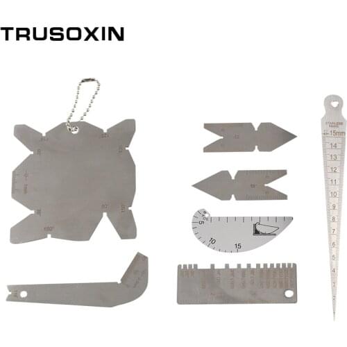 7PCS Taper Welding Gauge Weld Inspection Gage Weld Seam Bead/Fillet/Crown Test Ulnar Ruler Angle Drill Template Measure Kits