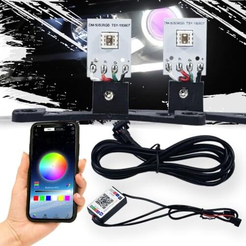Car Led Devil Eye Demon Evil Eyes DRL LED Bluetooth-compatible APP RGB 2.5 Headlights Motorcycle Mini Projector Lens Accessories