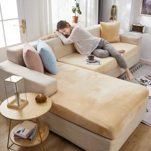 Velvet Sofa Cushion Cover Elastic for Living Room Plush Corner Couch Cover Sets Stretch 1/2/3/4 Seater Sofas Case Seat Slipcover