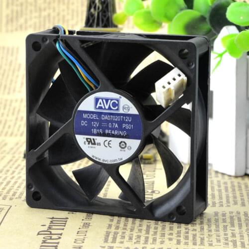 Free Shipping AVC DA07020T12U 7CM 70mm cpu case cooling fans 7020 DC 12V pwm tempreture cooler