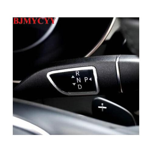 BJMYCYY For Mercedes Benz C Class W205 2014 2015 Aluminum Interior Shift Lever + Wiper Rod Decorative Frame Cover Trim Glossy