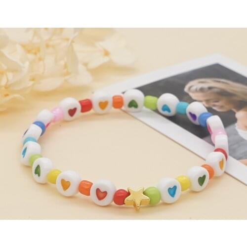 Go2Boho 2021 Heart Beaded Bracelet Star Charms Multicolor Hearts Beads Strand Bracelets For Women Fashion Jewellery Gift For Her