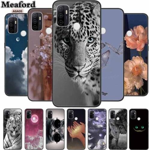For OPPO A53S Case Black TPU Bumper Silicone Soft Phone Case For OPPO A53 2020 A53s A 53 Case Cartoon Animal Funda OPPO A53 S