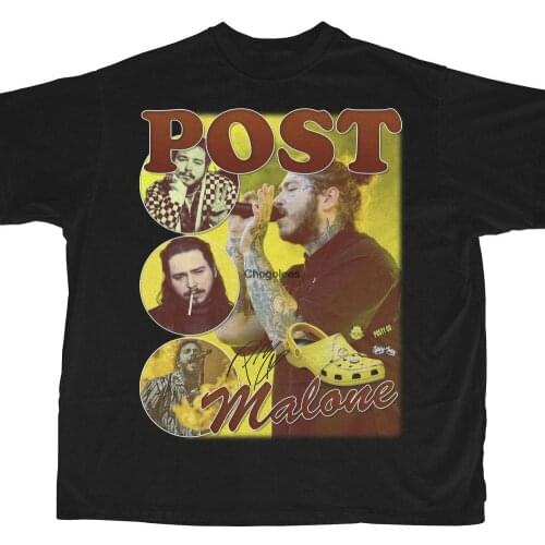 Post Malone Shirt Bootleg Rap Tee Short Sleeve Unisex Black Vintage Style T Shirt