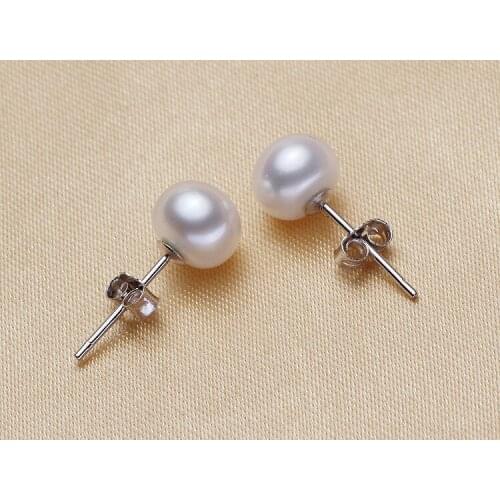 Shipping Natural Freshwater Pearl Earrings 6-7mm, Hot Sale, Cheap, 925 Sterling Silver, Stud Earrring