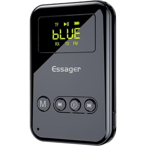ESSAGER Bluetooth 5.0 Audio Transmitter Receiver 3.5mm Jack Aux Audio Wireless Adapter for PC TV Headphone Car