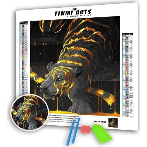 5D DIY Diamond Paintings Full Round Flash Tiger Mosaic Embroidery Animals Pattern Handmade Velvet Canvas Art Decoration Home