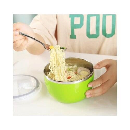 Kitchen Stainless steel instant noodles bowl, double layer heat insulation scald proof bowl 16*10cm free shipping