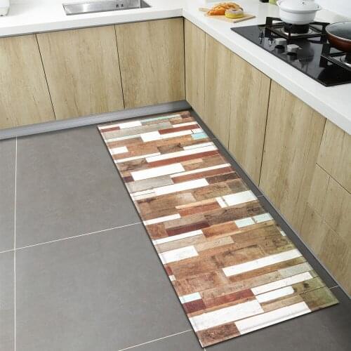 Kitchen Rug Wood Grain Pattern Entrance Doormat Home Living Room Bedroom Anti-Slip Carpets Bath Hallway Balcony Floor Decor Mat