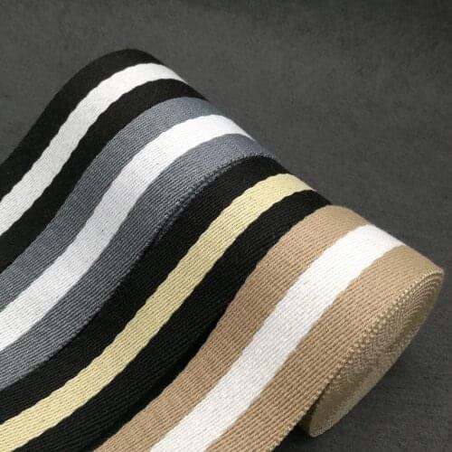 2yards/lot 38mm 1.5" wide webbing black white black Red Khaki striped polyester cotton ribbon twill for bag