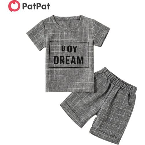 PatPat 2021 New Summer 2pcs Kid Boy Plaid Short-sleeve Shorts Suit Avant-garde Suits
