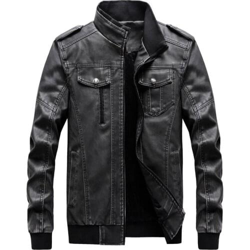 Pop autumn winter mens leather jackets Pop casual motorcycle pu slim fit jacket leather coats men stand collar plus siz