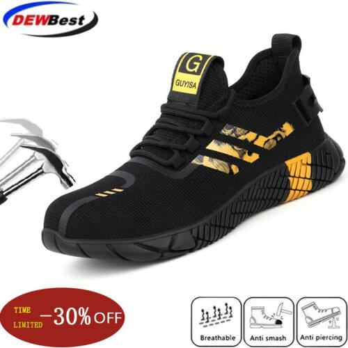 Safety Shoes Men Steel Toe Puncture Proof Breathable Summer Wear-resistant Non-slip Comfortable Outdoor Construction Work Shoes